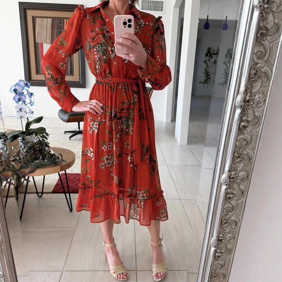 Tommy Hilfiger Dresses & Skirts - Tommy Hilfiger Floral Midi Dress - Elegant Style Size 8